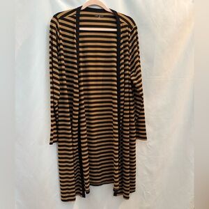 Lane Bryant Open Front Long Duster Black/Yellow Striped 18/20